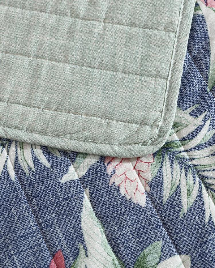 Beach &amp; Home Quilts &amp; Blankets | Tommy Bahama Floral Enchantment Reversible 3-Piece King Quilt Set Deep Blue