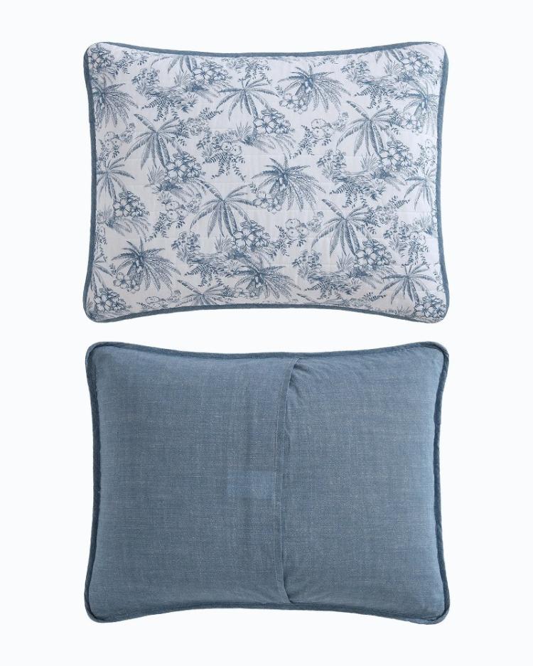 Beach &amp; Home Quilts &amp; Blankets | Tommy Bahama Pen And Ink Palm Reversible 2-Piece Twin Quilt Set Indigo