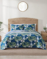 Beach &amp; Home Quilts &amp; Blankets | Tommy Bahama Southern Breeze 3-Piece Full/Queen Quilt Set Blue