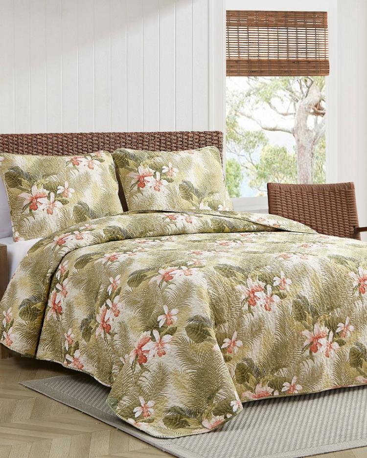 Beach &amp; Home Quilts &amp; Blankets | Tommy Bahama Tropical Orchid 2-Piece Twin Quilt Set Green