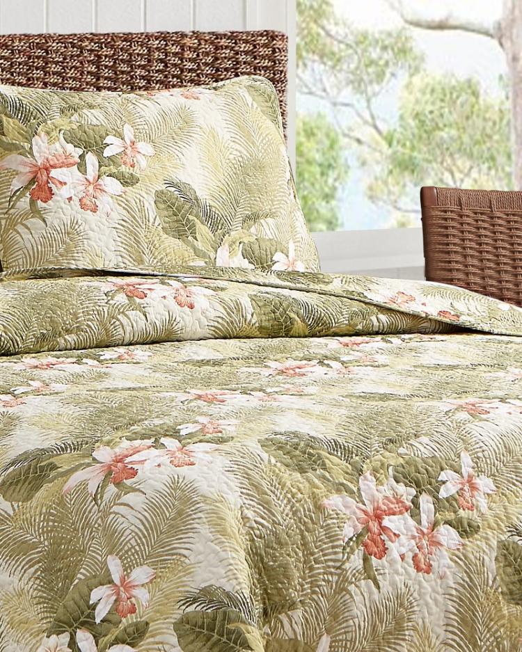 Beach &amp; Home Quilts &amp; Blankets | Tommy Bahama Tropical Orchid 2-Piece Twin Quilt Set Green