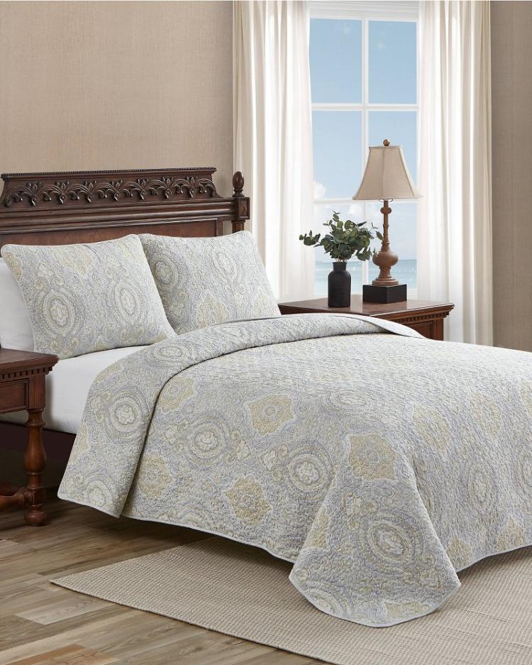 Beach &amp; Home Quilts &amp; Blankets | Tommy Bahama Turtle Cove 3-Piece Full/Queen Quilt Set Grey