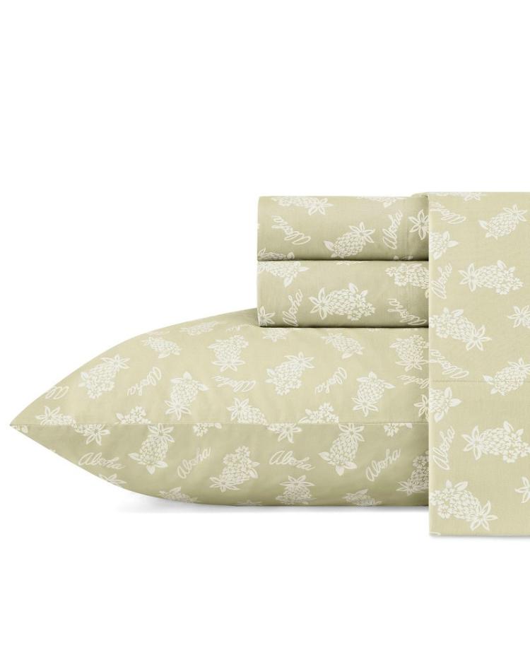 Beach &amp; Home Sheet Sets &amp; Bedskirts | Tommy Bahama Aloha Pineapple Queen Sheet Set Sage Green