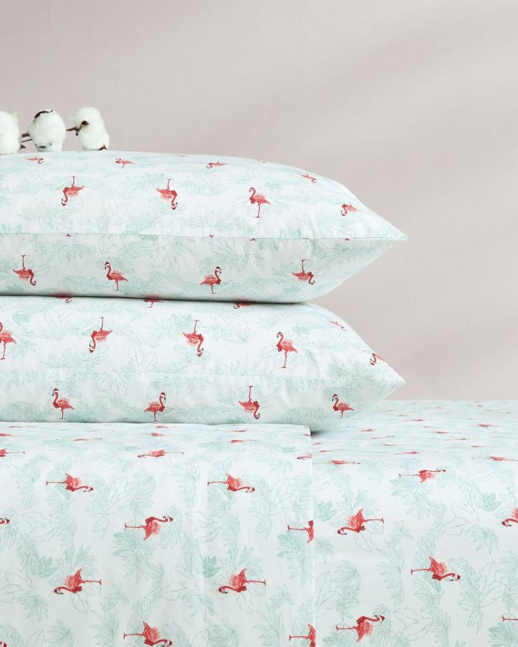 Beach &amp; Home Sheet Sets &amp; Bedskirts | Tommy Bahama Flamingo Santa 4-Piece King Sheet Set Red/green
