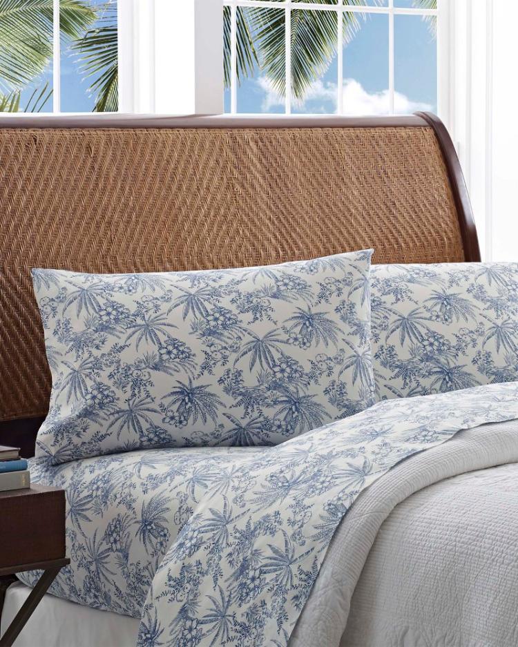 Beach &amp; Home Sheet Sets &amp; Bedskirts | Tommy Bahama Pen &amp; Ink Palm Sheet Set, King Blue