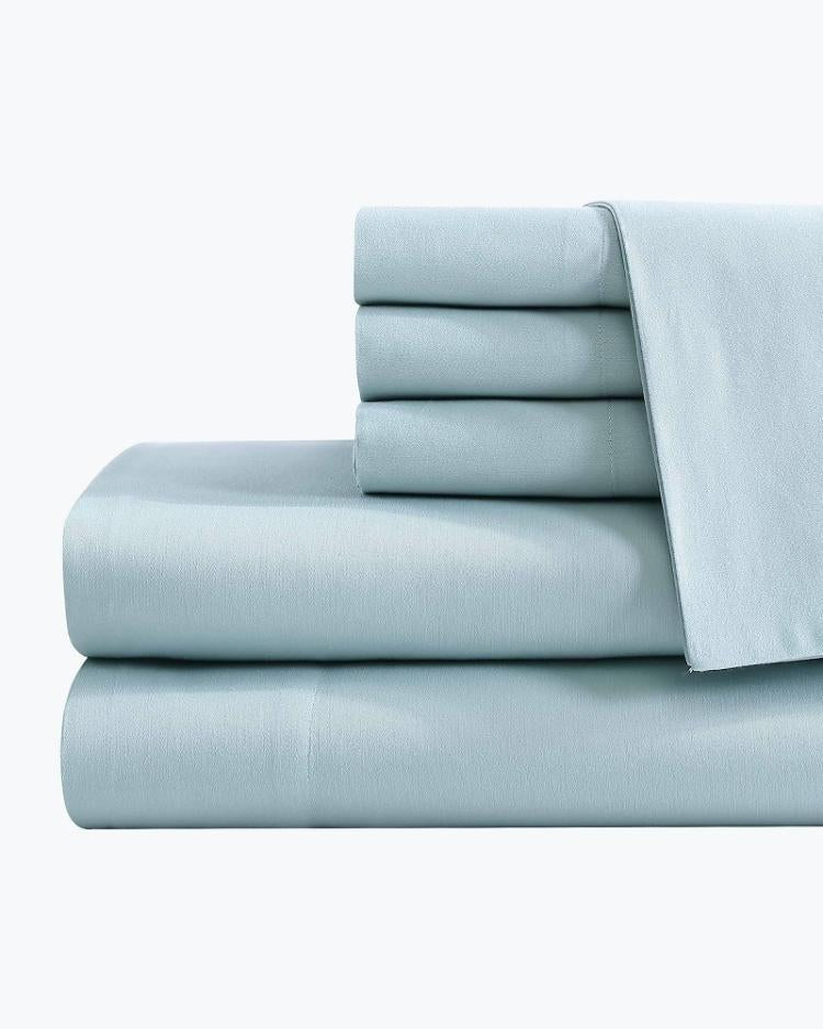 Beach &amp; Home Sheet Sets &amp; Bedskirts | Tommy Bahama Solid Sateen 6-Piece Queen Sheet Set Blue