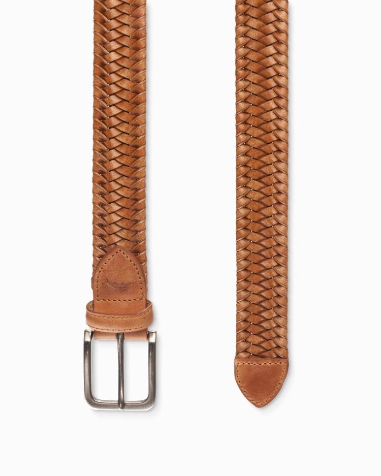 Men Belts | Tommy Bahama Braided Leather Stretch Belt Tan