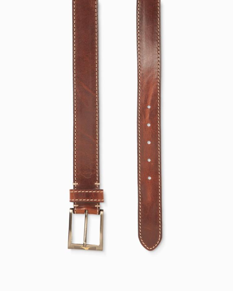 Men Belts | Tommy Bahama Heavy Stitch Leather Belt Brown