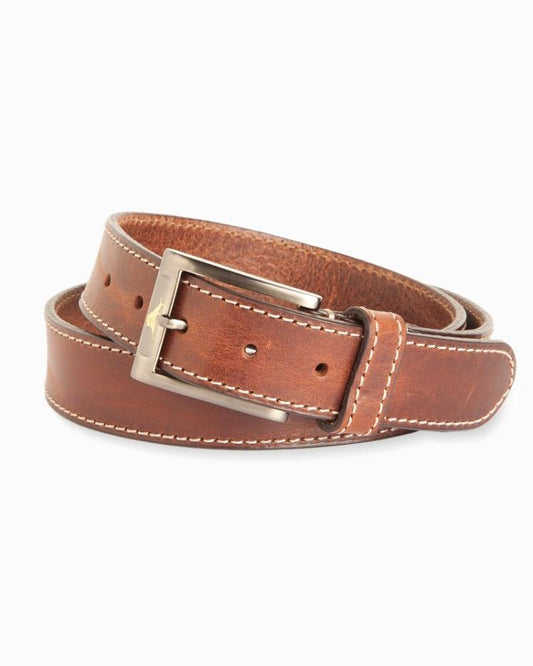Men Belts | Tommy Bahama Heavy Stitch Leather Belt Brown