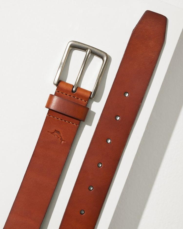 Men Belts | Tommy Bahama Leather Belt Tan