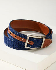 Men Belts | Tommy Bahama Leather Mesh Reversible Performance Belt Navy/tan