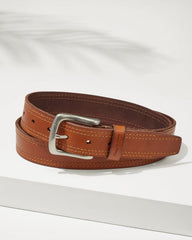 Men Belts | Tommy Bahama Leather Top-Stitch Belt Tan