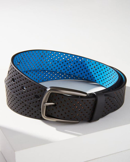 Men Belts | Tommy Bahama Perforated Rubberized Performance Belt Black