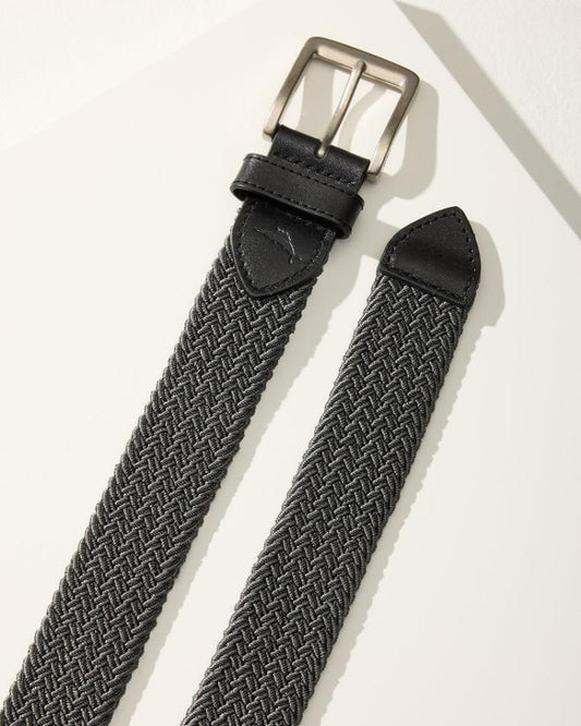 Men Belts | Tommy Bahama Two-Tone Stretch Webbed Belt Black
