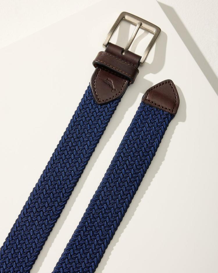 Men Belts | Tommy Bahama Two-Tone Stretch Webbed Belt Dark Navy