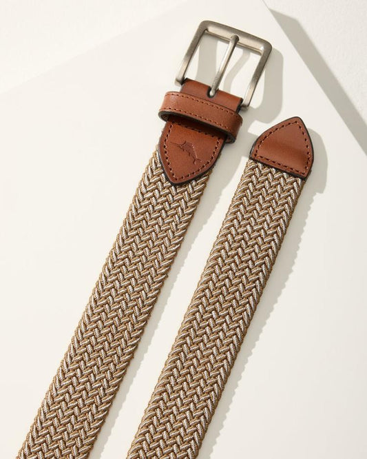 Men Belts | Tommy Bahama Two-Tone Stretch Webbed Belt Khaki
