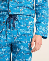 Men Loungewear &amp; Pajamas | Tommy Bahama Big &amp; Tall Woven Long Sleeve &amp; Pants Pajama Set Slate Teal