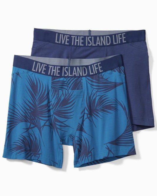 Men Loungewear &amp; Pajamas | Tommy Bahama Cotton-Modal Boxer Briefs - 2-Pack Blue Print