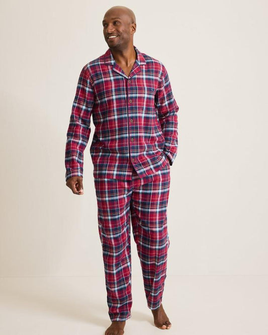 Men Loungewear &amp; Pajamas | Tommy Bahama Flannel Long Sleeve &amp; Pants Pajama Set Beet Red