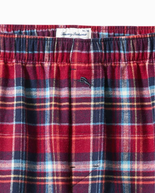 Men Loungewear &amp; Pajamas | Tommy Bahama Flannel Plaid Boxers Beet Red