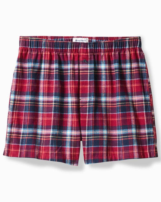Men Loungewear &amp; Pajamas | Tommy Bahama Flannel Plaid Boxers Beet Red