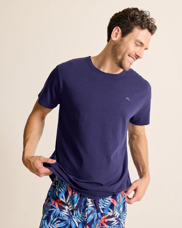 Men Loungewear &amp; Pajamas | Tommy Bahama Short-Sleeve Crewneck T-Shirt Port Blue