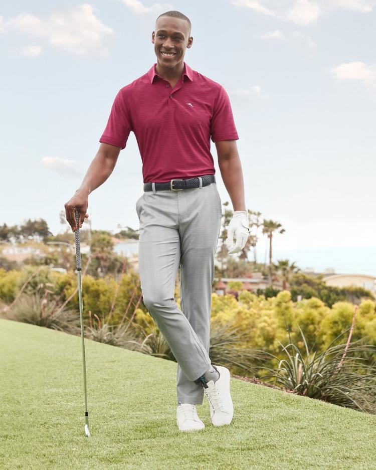 Men Pants &amp; Chinos | Tommy Bahama On Par Island Driver Flat-Front IslandZone® Pants Metallic Silver