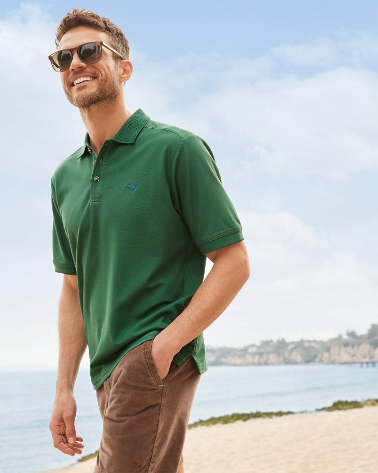 Men Polos | Tommy Bahama Big &amp; Tall Emfielder IslandZone® Polo Myrtle Green