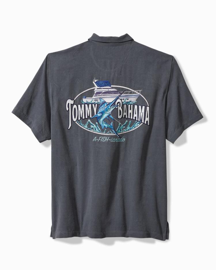 Men Shirts | Tommy Bahama A-fish-ianado Silk Camp Shirt Dark Sterling