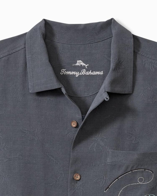 Men Shirts | Tommy Bahama A-fish-ianado Silk Camp Shirt Dark Sterling