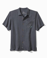 Men Shirts | Tommy Bahama A-fish-ianado Silk Camp Shirt Dark Sterling
