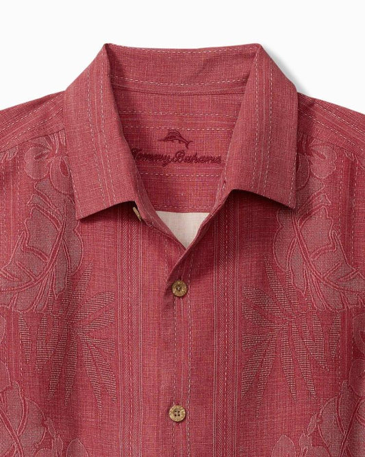 Men Shirts | Tommy Bahama Bali Border Silk Camp Shirt Deep Havana