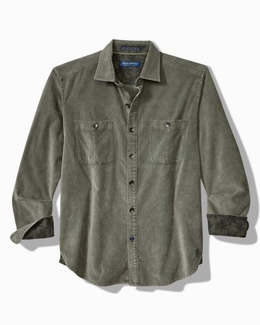 Men Shirts | Tommy Bahama Big &amp; Tall Coastline Cord Stretch Sun Fade Double-Pocket Shirt Dark Fern