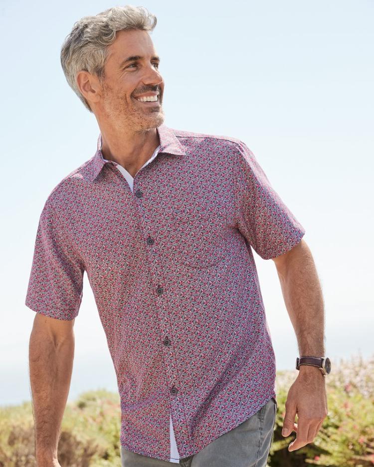 Men Shirts | Tommy Bahama Big &amp; Tall Coconut Point Beachcomber Geo IslandZone® Camp Shirt After Dark