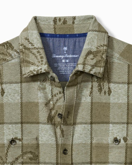 Men Shirts | Tommy Bahama Big &amp; Tall Fireside Palm Springs Stretch Flannel Shirt Tea Leaf