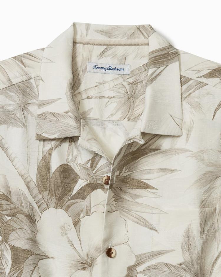 Men Shirts | Tommy Bahama Big &amp; Tall Flora Oasis IslandZone® Camp Shirt Pure Khaki
