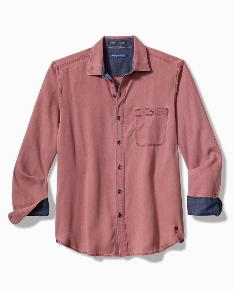 Men Shirts | Tommy Bahama Big &amp; Tall Ocean Wash Twill Long-Sleeve Shirt Ruby Wine
