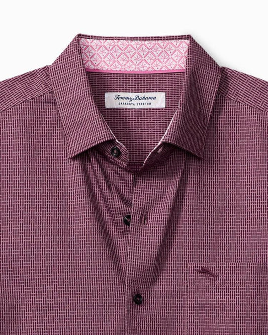 Men Shirts | Tommy Bahama Big &amp; Tall Sarasota Stretch Ventura Isles IslandZone® Stripe Shirt Grape Wine