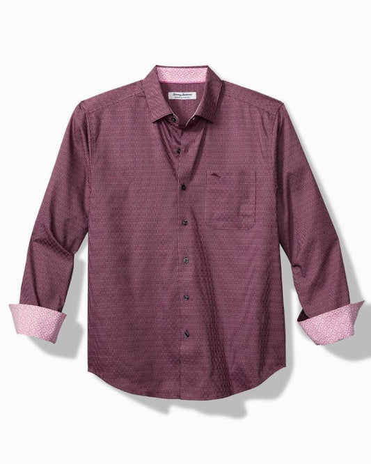 Men Shirts | Tommy Bahama Big &amp; Tall Sarasota Stretch Ventura Isles IslandZone® Stripe Shirt Grape Wine
