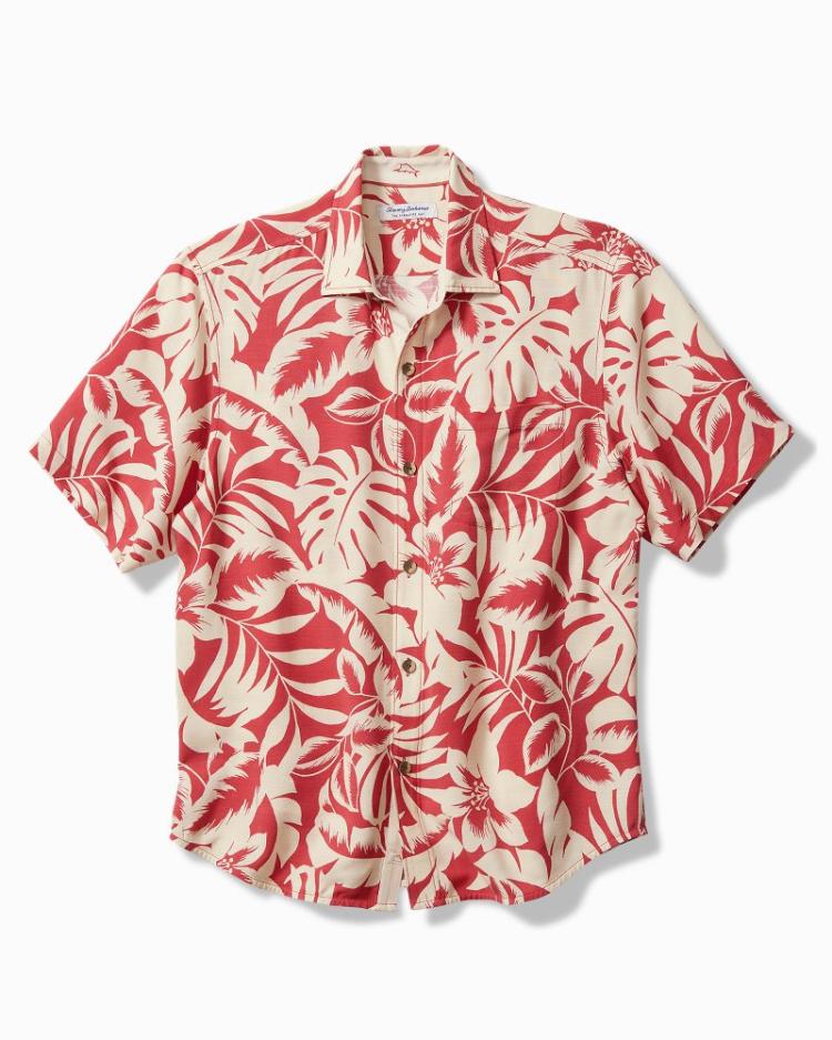 Men Shirts | Tommy Bahama Big &amp; Tall Veracruz Cay Lindavista Leaves Short-Sleeve Shirt Dark Havana