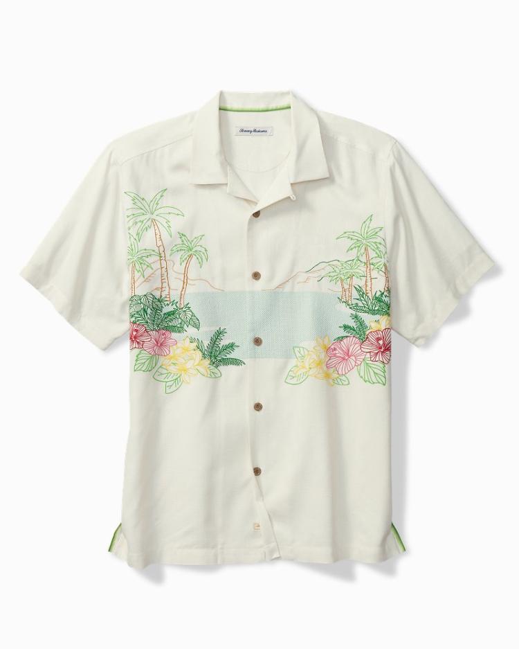 Men Shirts | Tommy Bahama Bloom With A View Silk Camp Shirt Continental