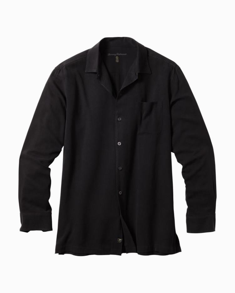 Men Shirts | Tommy Bahama Catalina Twill Long-Sleeve Silk Shirt Black
