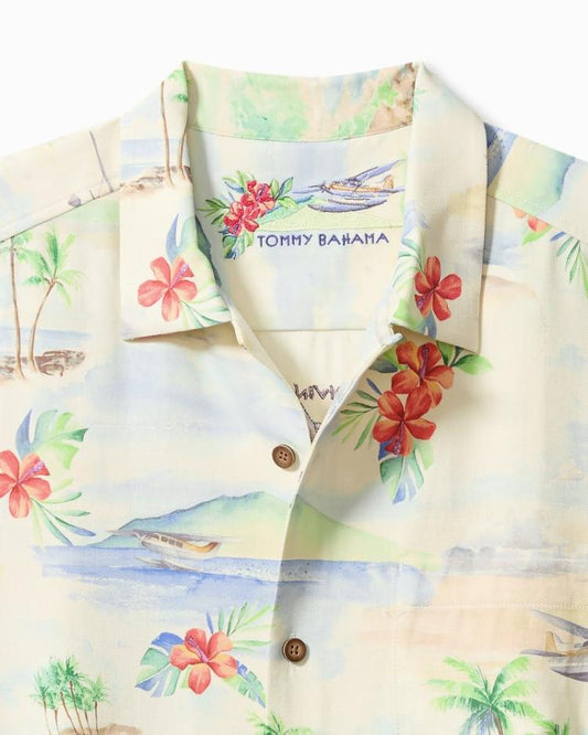 Men Shirts | Tommy Bahama Collector's Series '24 Arriving In Island Time Silk Camp Shirt Continental