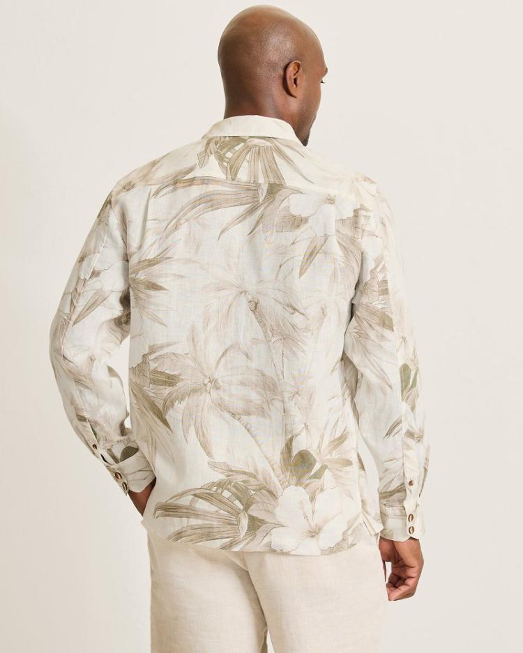 Men Shirts | Tommy Bahama Flora Oasis Long-Sleeve Linen Shirt Pure Khaki
