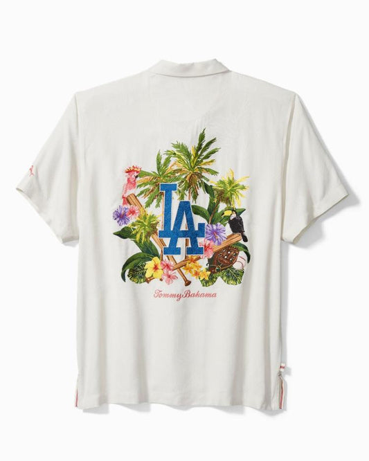 Men Shirts | Tommy Bahama Go Big Or Go Home Silk Camp Shirt Los_angeles_dodgers