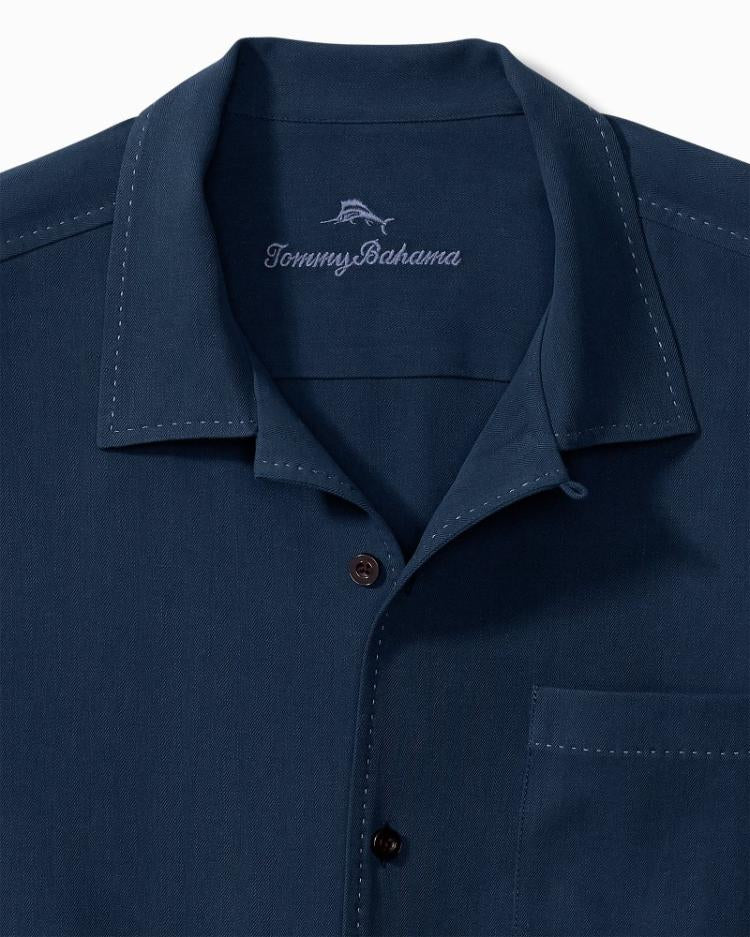 Men Shirts | Tommy Bahama Hawaiian Herringbone Camp Shirt Navy