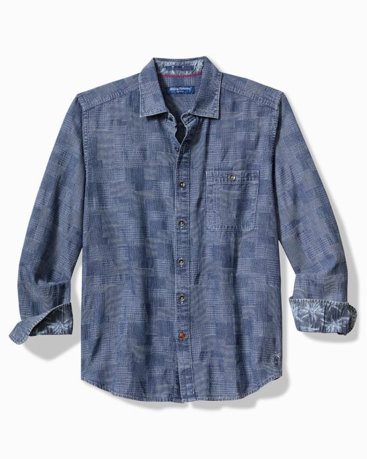 Men Shirts | Tommy Bahama Paradise Patchwork Long-Sleeve Shirt Blue Jean