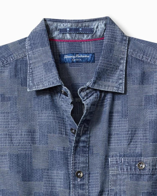 Men Shirts | Tommy Bahama Paradise Patchwork Long-Sleeve Shirt Blue Jean