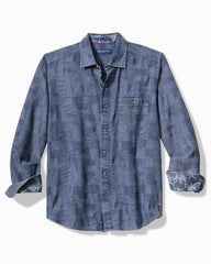 Men Shirts | Tommy Bahama Paradise Patchwork Long-Sleeve Shirt Blue Jean