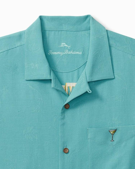 Men Shirts | Tommy Bahama Retro Lounge Silk Camp Shirt Como Blue
